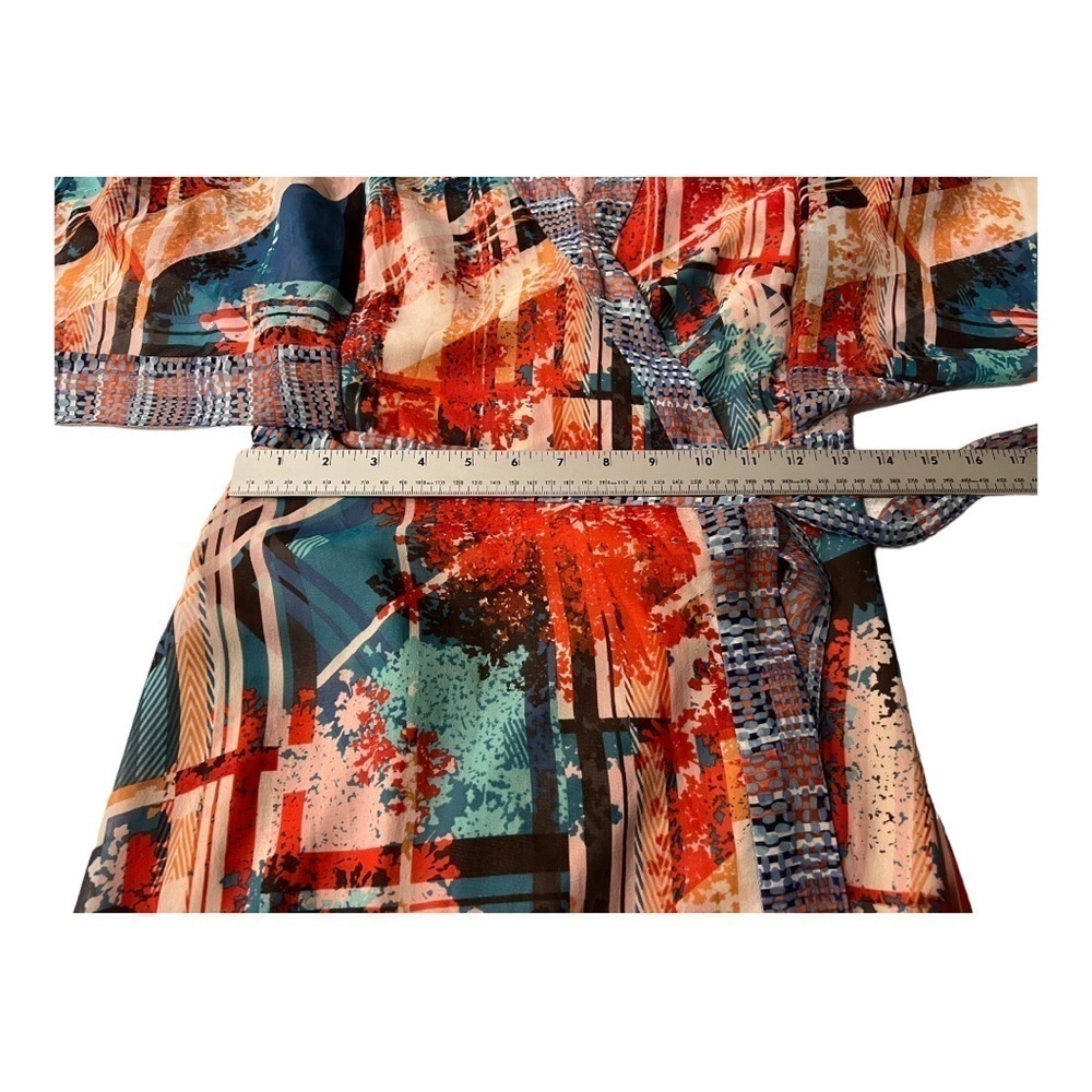 BCBGmaxazria Krystie Poppy Comb Silk Wrap Dress X-Small - Picture 9 of 10